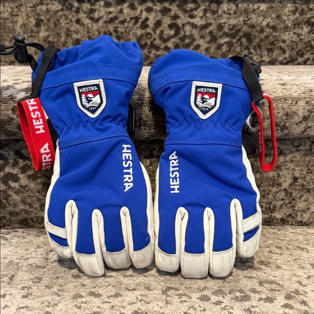 Hestra Heli Ski Jr. Royal Blue and White Kids Winter Gloves
